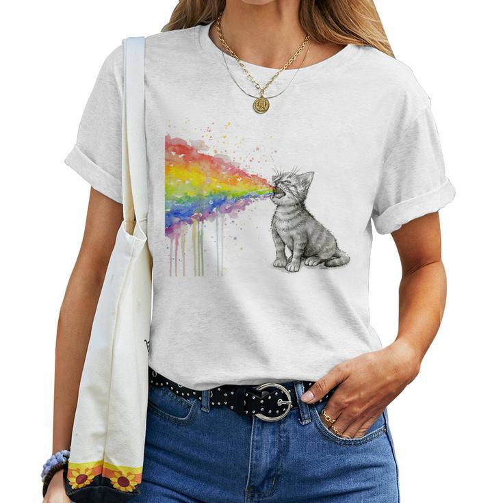 Kitten Rainbow Vomit Rainbow Cat Women T-shirt