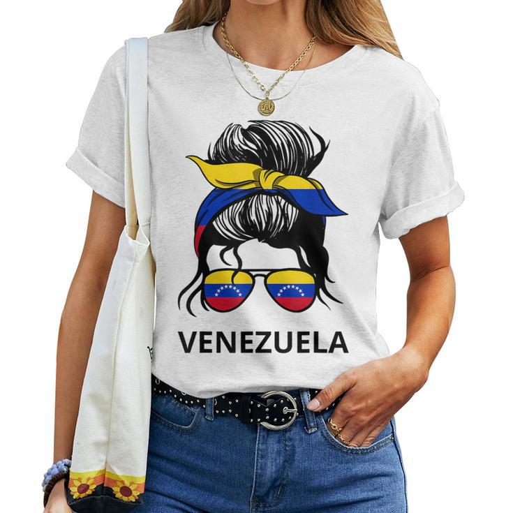 Messy Bun Girl Venezuela Pride Latina Venezuelan Women Women T-shirt
