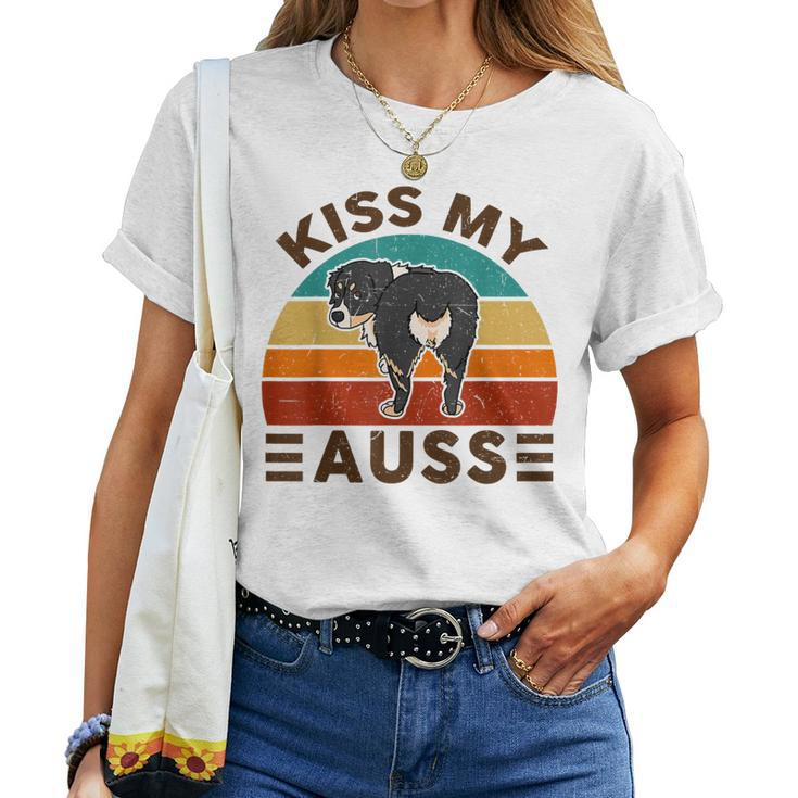 Mini Australian Shepherd Kiss My Auss Funnny Dog Mom Dad Women T-shirt