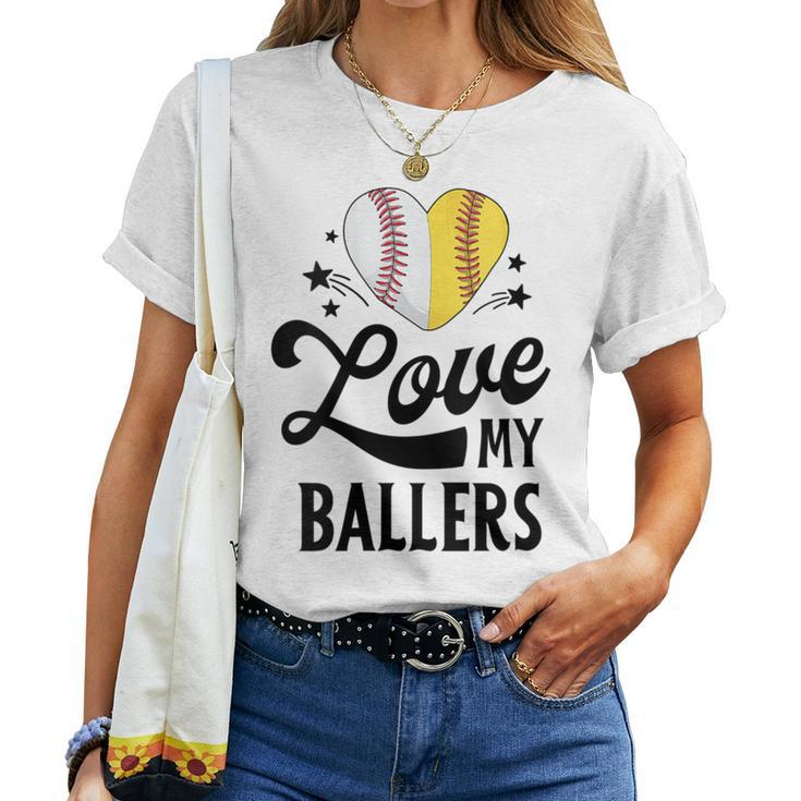 Mom S For Love My Ballers Softball Women T-shirt