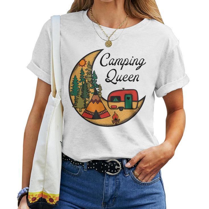 Mond Camping Queen Grafik Damen Outfit Für Camper Mama T-shirt Frauen