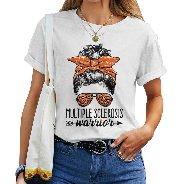 Ms Warrior Messy Bun Multiple Sclerosis Awareness Women T-shirt