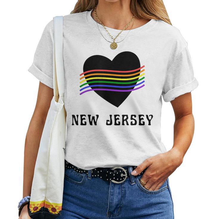 New Jersey Rainbow Lgbt Lgbtq Gay Pride Groovy Vintage Women T-shirt