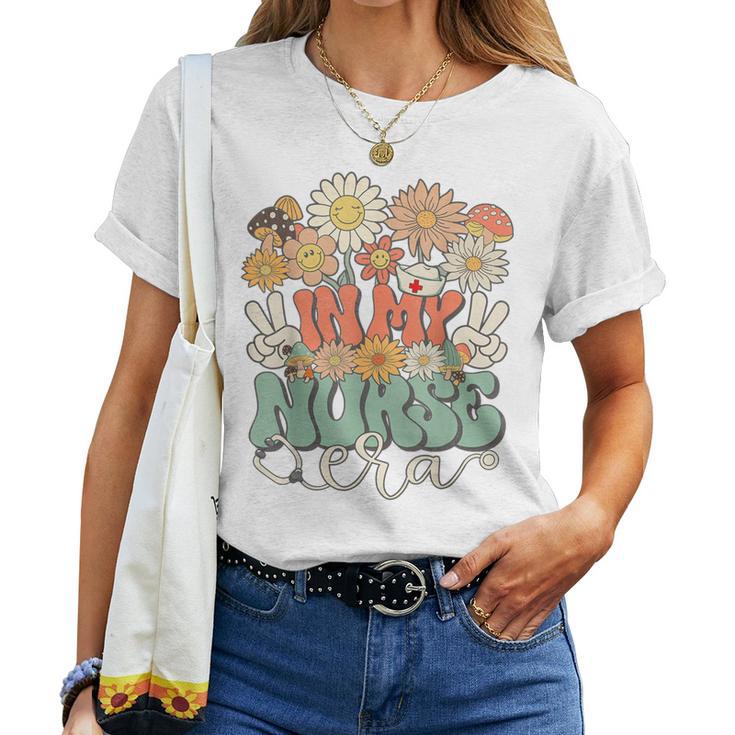 In My Nurse Era Floral Hippie Groovy Retro Daisy Nurse Women T-shirt