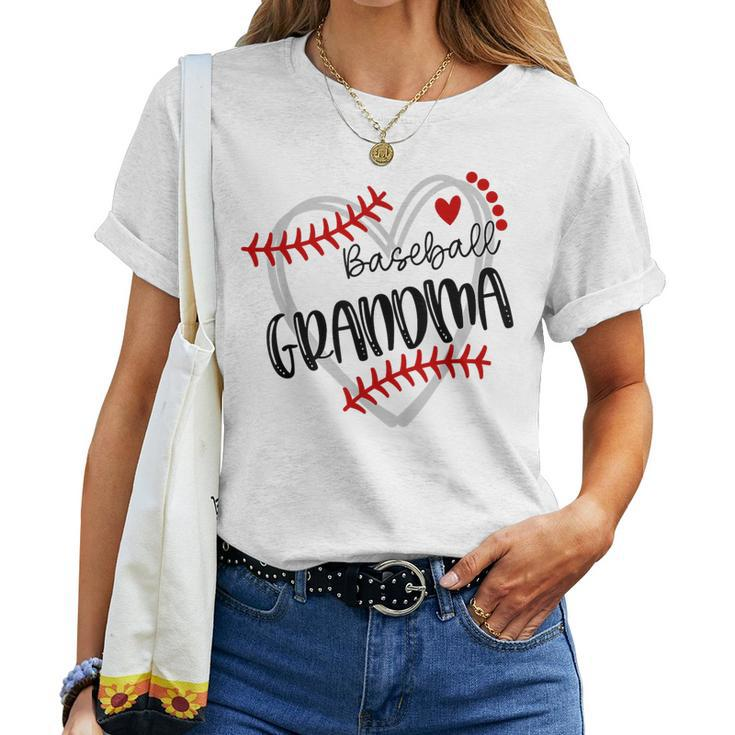 Personalized Baseball Heart Cute Grandma Baseball Women T-shirt