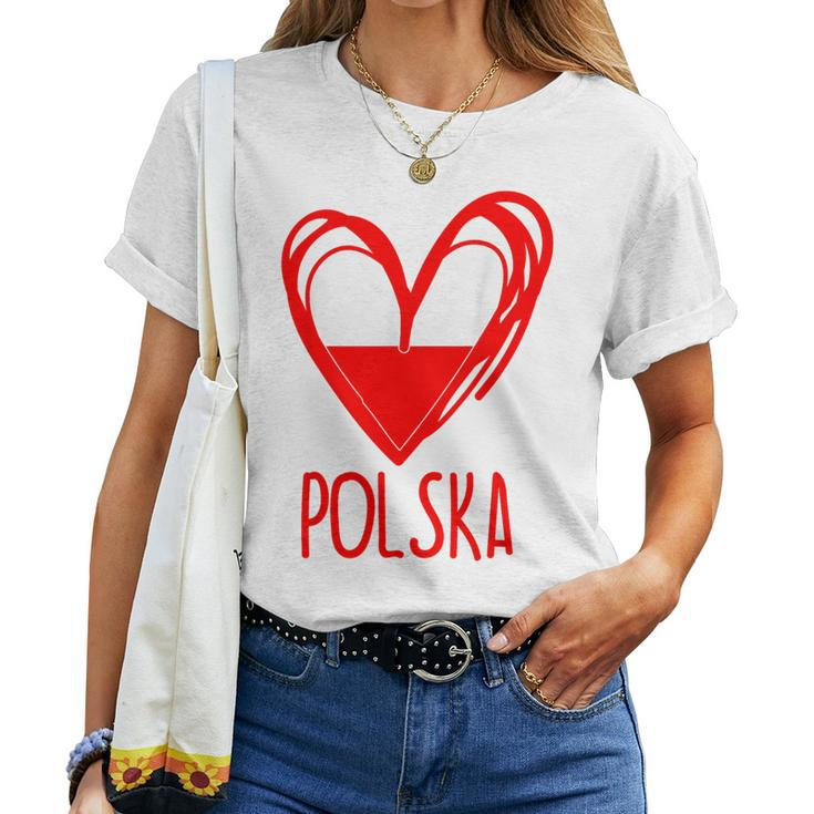 Polish Cute Heart Polska Poland Flag Boys Girls Women T-shirt
