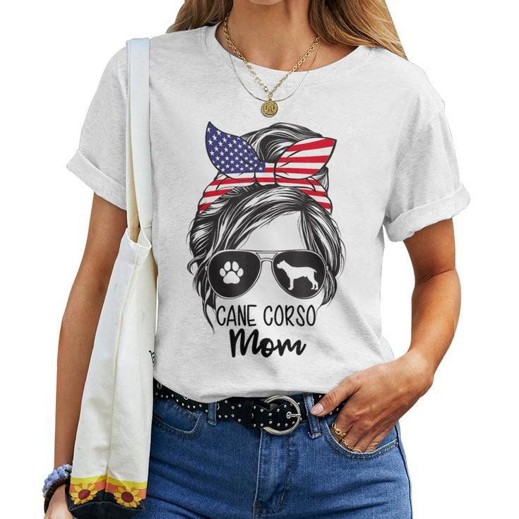 Proud Cane Corso Mom Messy Bun 4Th Of July Cane Corso Mom Women T-shirt