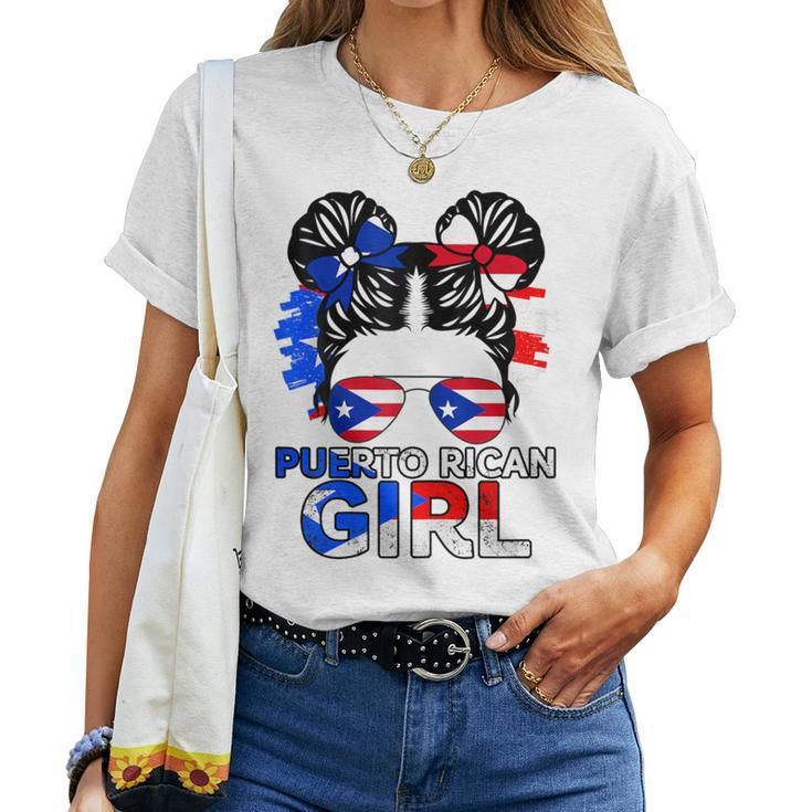 Puerto Rico Flag Messy Puerto Rican Girls Souvenirs Women T-shirt