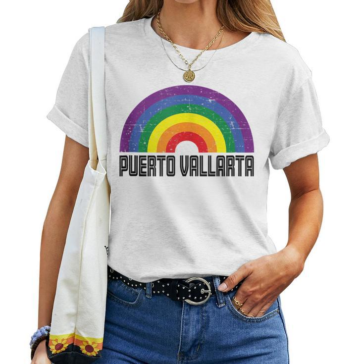 Puerto Vallarta Mexico Lgbtq Distressed Gay Rainbow Women T-shirt