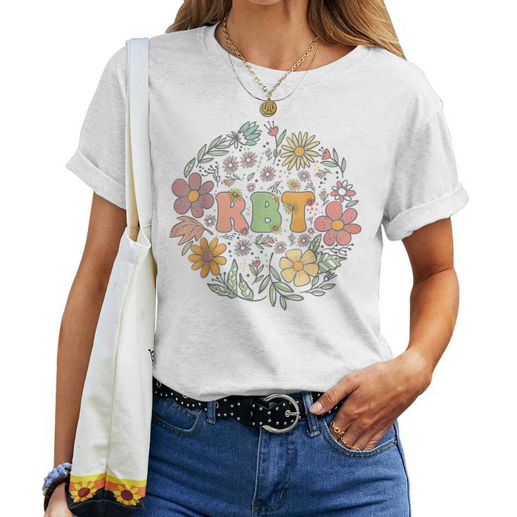 Rbt Nurse Registered Behavior Technician Groovy Wildflowers Women T-shirt