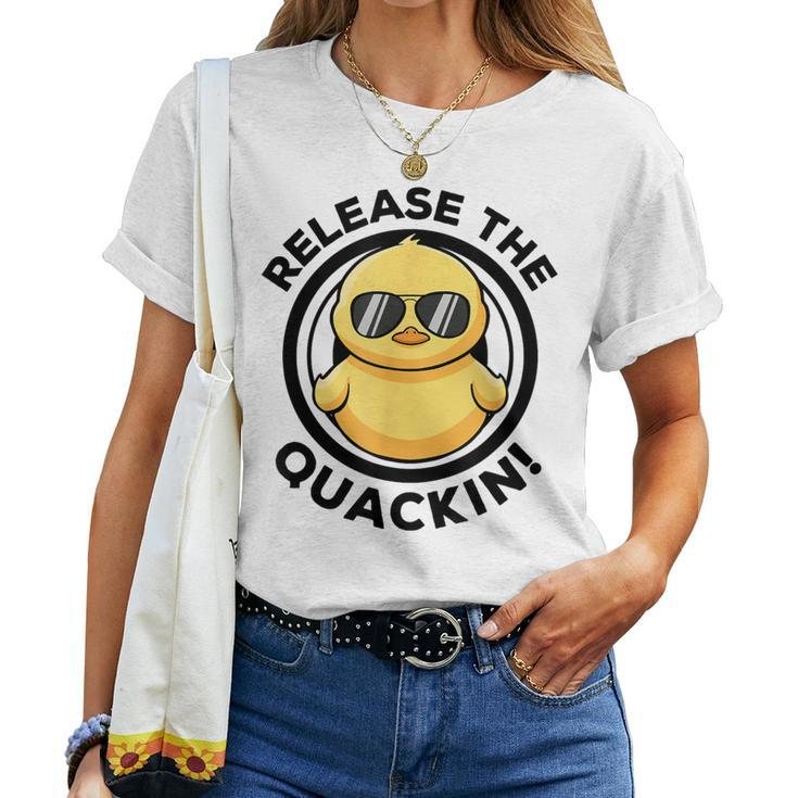 Release The Quackin I Love Duck Lovers Yellow Duck Women T-shirt