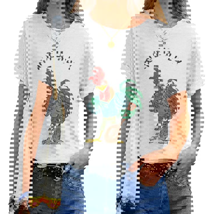 Retro Oo-De-Lally Singing Rooster Vintage Guitar Chicken Women T-shirt