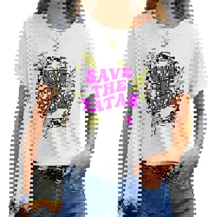 Retro Save The Tatas For Pink Breast Cancer Women T-shirt