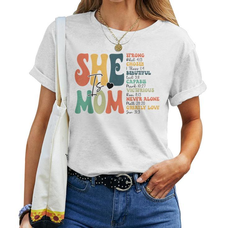 She Is Mom Christian Bible Verse Religious Mother's Day Women T-shirt