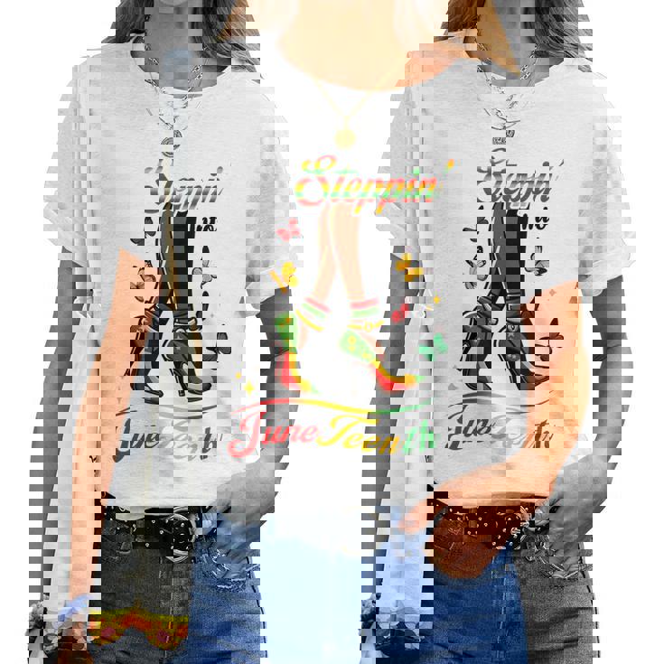 Stepping Into Junenth Like My Ancestors High Heel Women Women T-shirt