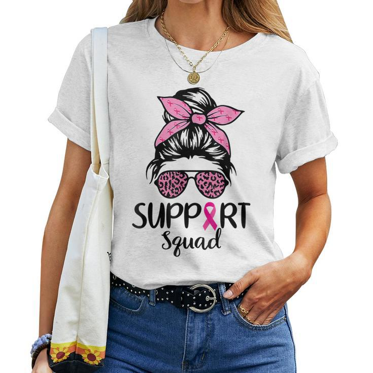 Support Squad Messy Bun Pink Breast Cancer Awareness Women Women T-shirt