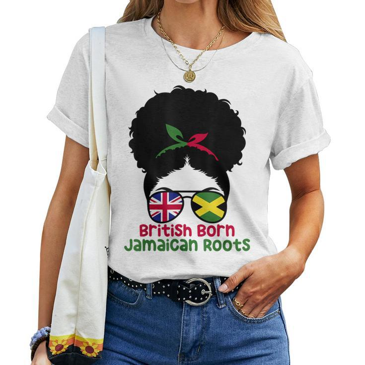 Uk British Grown Jamaican Roots Messy Bun Women T-shirt