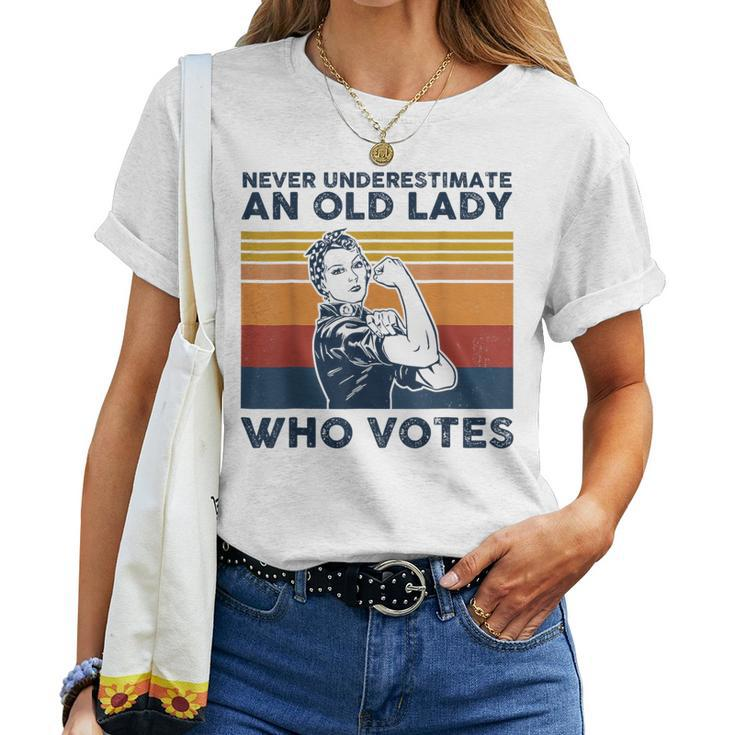 Never Underestimate An Old Lady Who Votes Feminist Women T-shirt