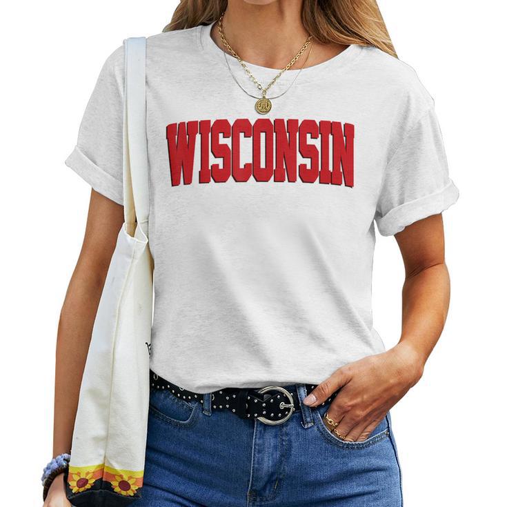 Vintage Wisconsin Wisconsin Red Retro Wisconsin Women T-shirt