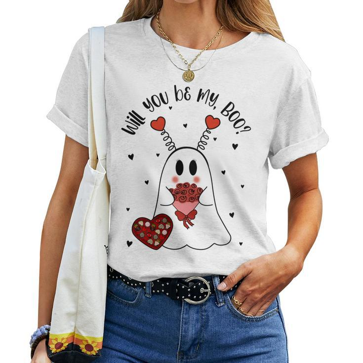 Will You Be My Boo Ghost Boujee Valentines Day Girls Women T-shirt