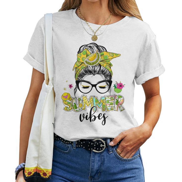 Women's Summeribes Messy Hair Bun Sunglasses Mom Life T-shirt Frauen