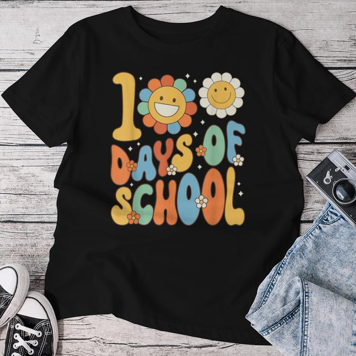 100 Days Of School Groovy 100Th Day Of School Teacher Women T-shirt Funny Gifts