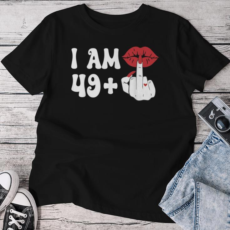 I Am 49 1 Middle Finger & Lips 50Th Birthday Girls Women T-shirt Funny Gifts