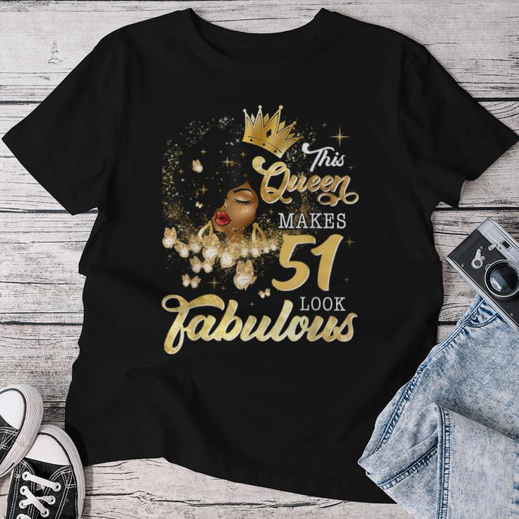 51St Birthday Queen 51 Years Old Black Girl Afro Woman Women T-shirt Funny Gifts