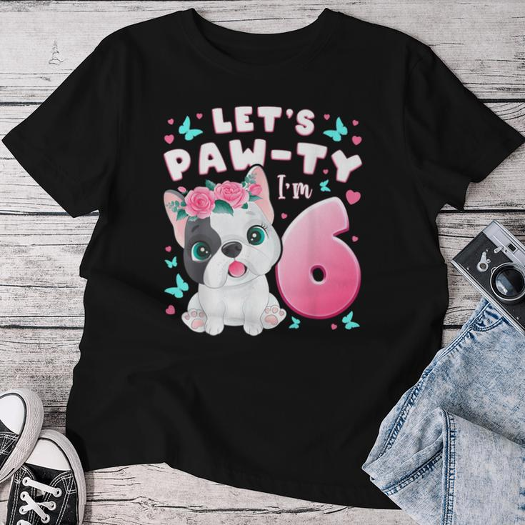 6Th Birthday Girl 6 Year Dog Puppy Number 6 Women T-shirt Funny Gifts