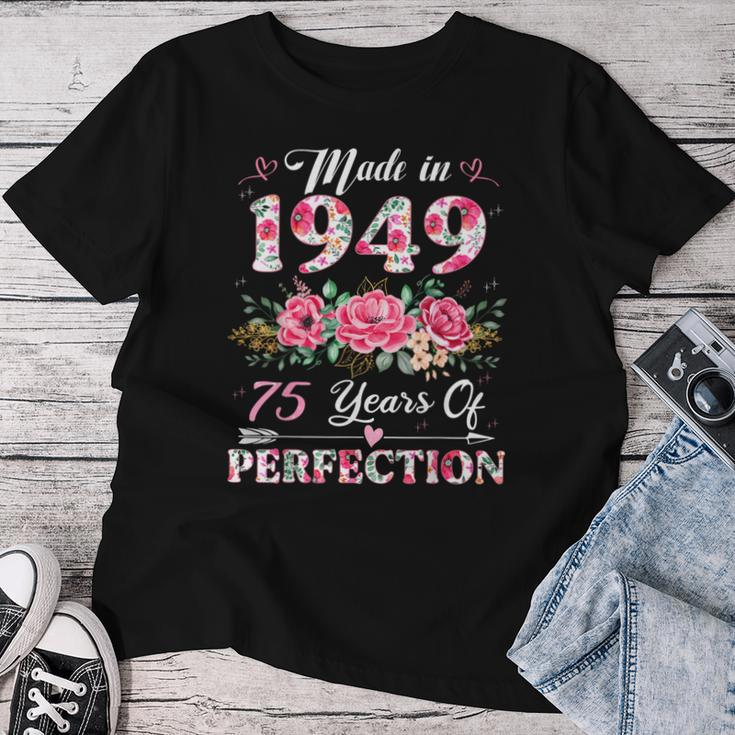 75 Year Old Made In 1949 Floral 75Th Birthday Women Women T-shirt Personalized Gifts