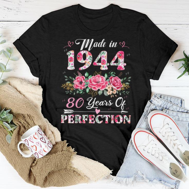 80 Year Old Made In 1944 Floral 80Th Birthday Women Women T-shirt Unique Gifts