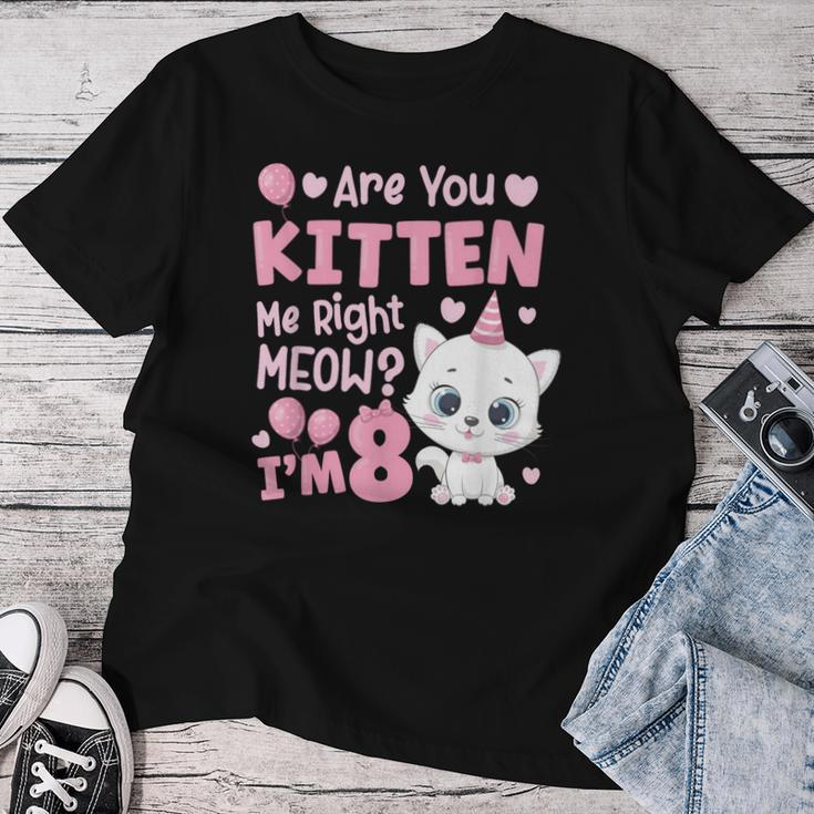 8Th Cat Birthday Party Eight Year Old Girl Kitty Birthday Women T-shirt Funny Gifts
