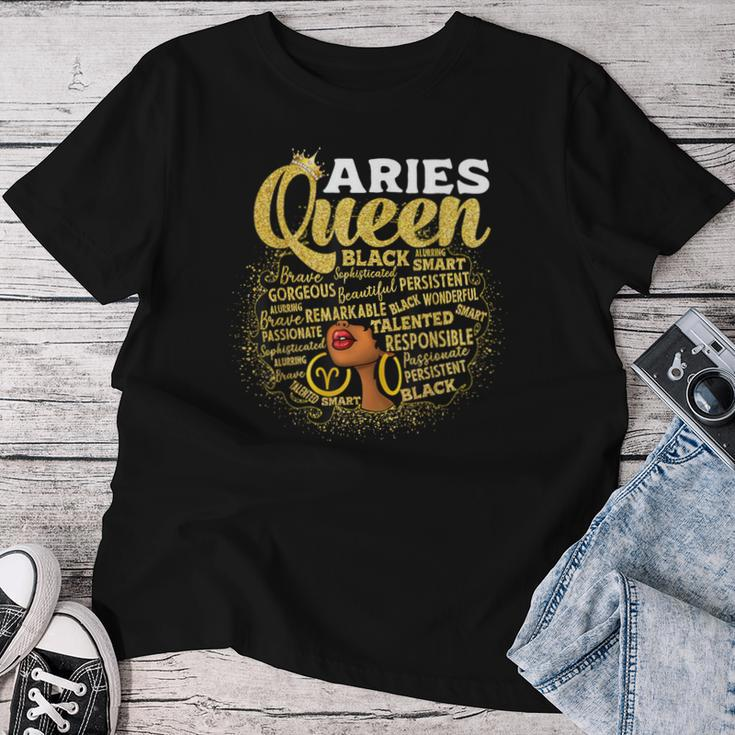 African American Zodiac Birthday Aries Queen Women T-shirt Funny Gifts
