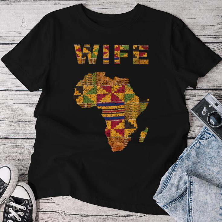Afro Black Wife African Ghana Kente Cloth Couple Matching Women T-shirt Unique Gifts