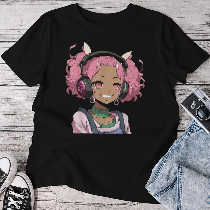 Anime And Music Black Girl Anime Merch Afro African American Women T-shirt Personalized Gifts