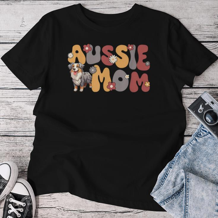 Australian Shepherd Blue Merle Groovy Aussie Mom Women T-shirt Funny Gifts