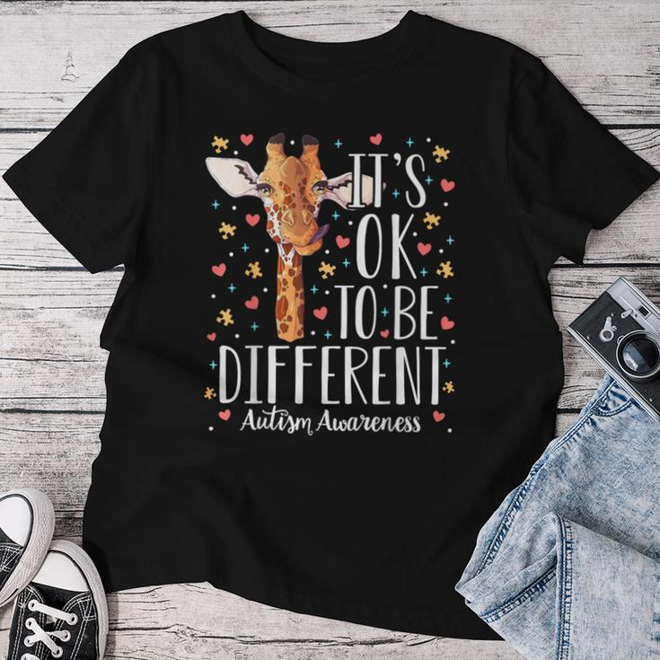 Autism Awareness Giraffe It's Ok To Be Different Autistic Women T-shirt Funny Gifts