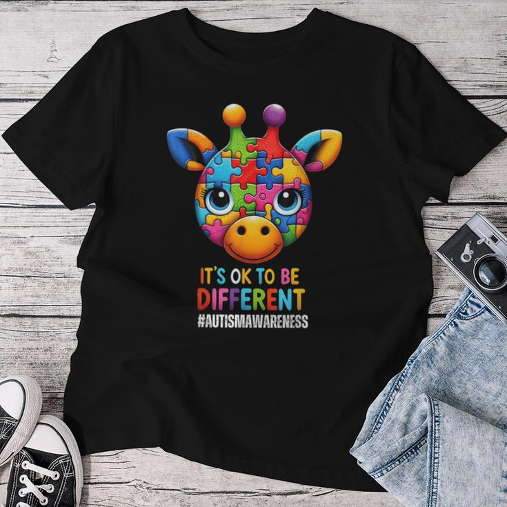 Autism Awareness Giraffe It's Ok To Be Different Women T-shirt Unique Gifts