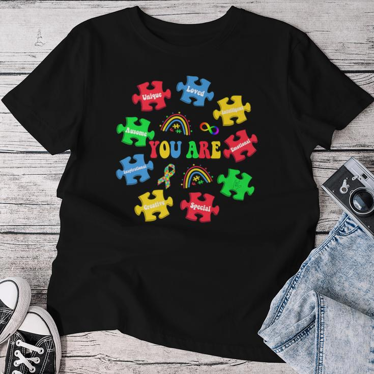 You Are Awesome Autism Rainbow Puzzles Autism Awareness Women T-shirt Unique Gifts