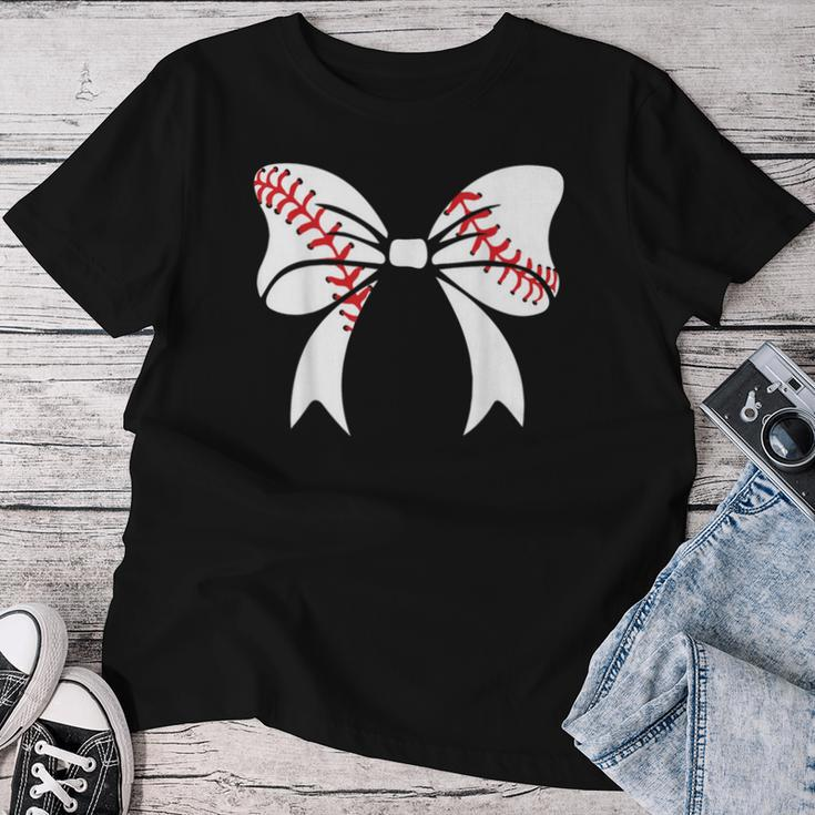 Baseball Bow Baseball Mom Baseball Mama Women T-shirt Funny Gifts