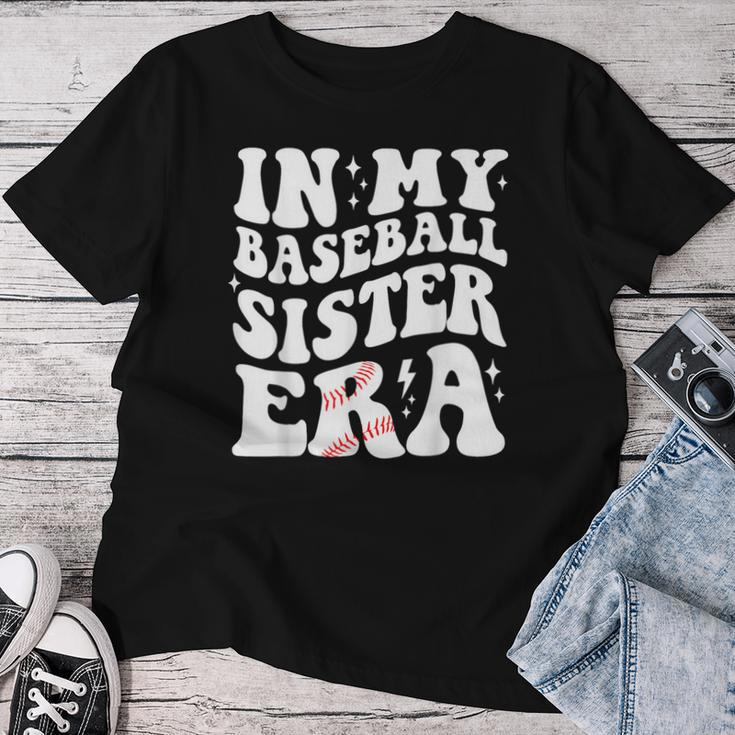 In My Baseball Sister Era Groovy Retro Proud Baseball Sister Women T-shirt Personalized Gifts