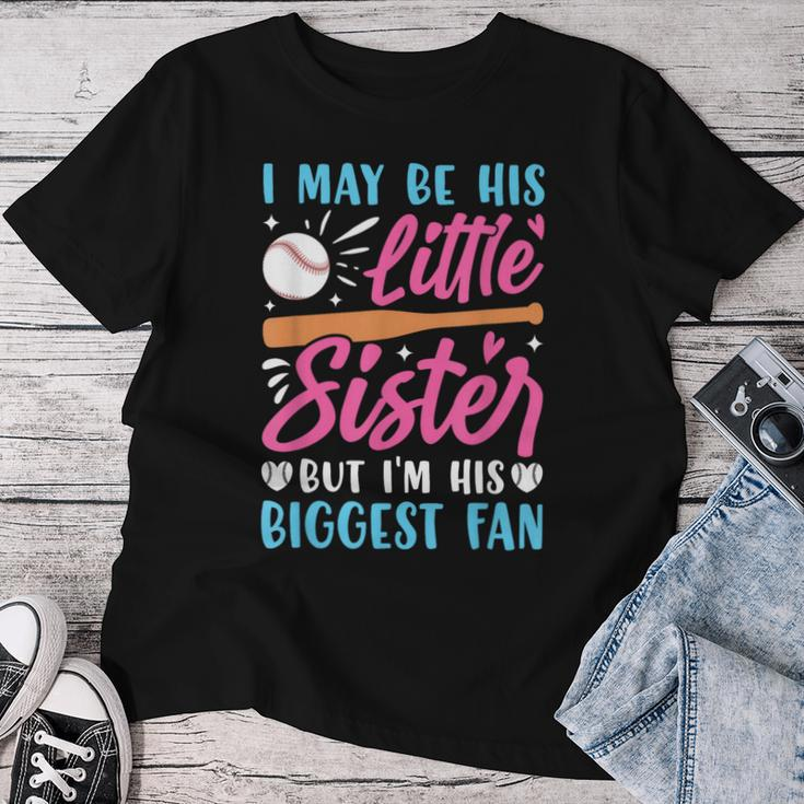 Baseball Sister Little Sister Biggest Fan Baseball Women T-shirt Funny Gifts