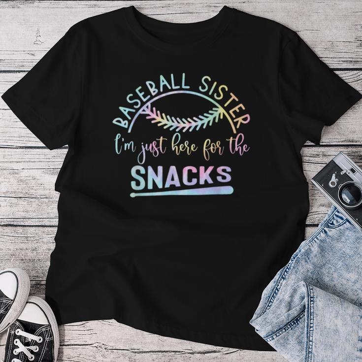 Baseball Sister I'm Just Here For The Snacks Retro B Tie Dye Women T-shirt Personalized Gifts