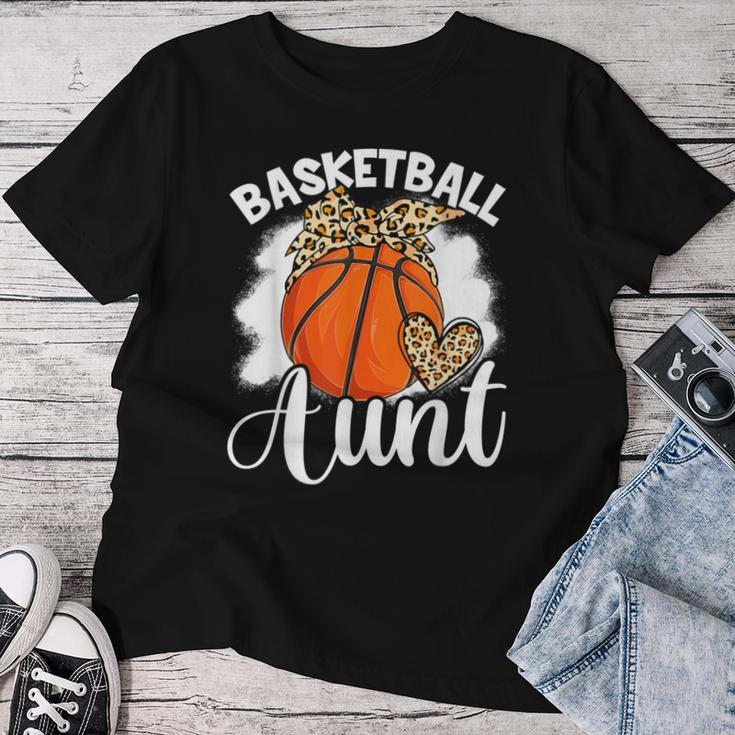 Basketball Aunt Leopard Heart Auntie Mother's Day Women T-shirt Unique Gifts