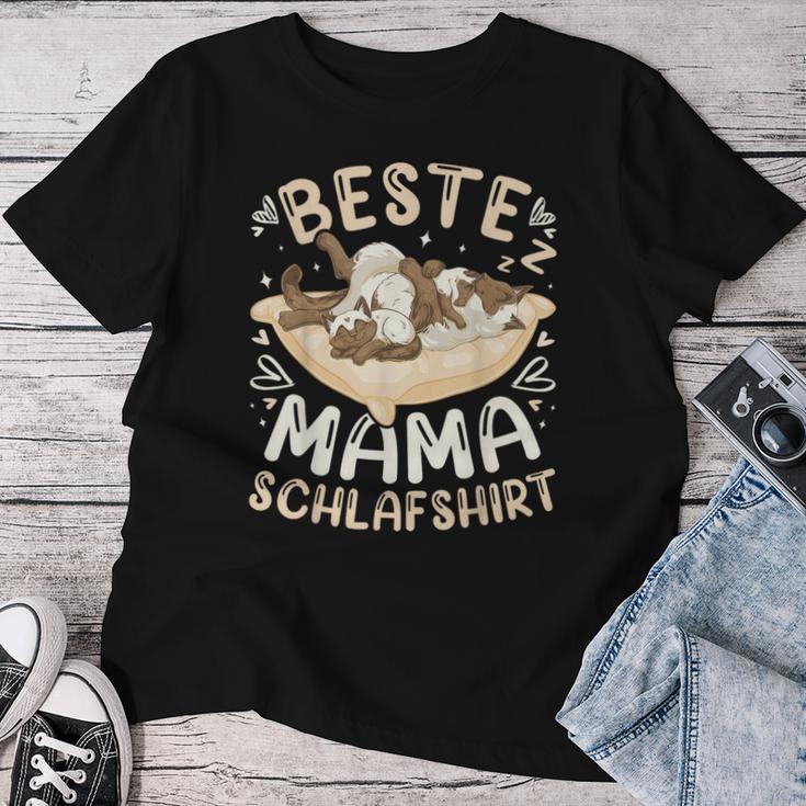 Beste Mama Schlaf Siamkatze Mit 2 Kätzchen Muttertag T-shirt Frauen Lustige Geschenke