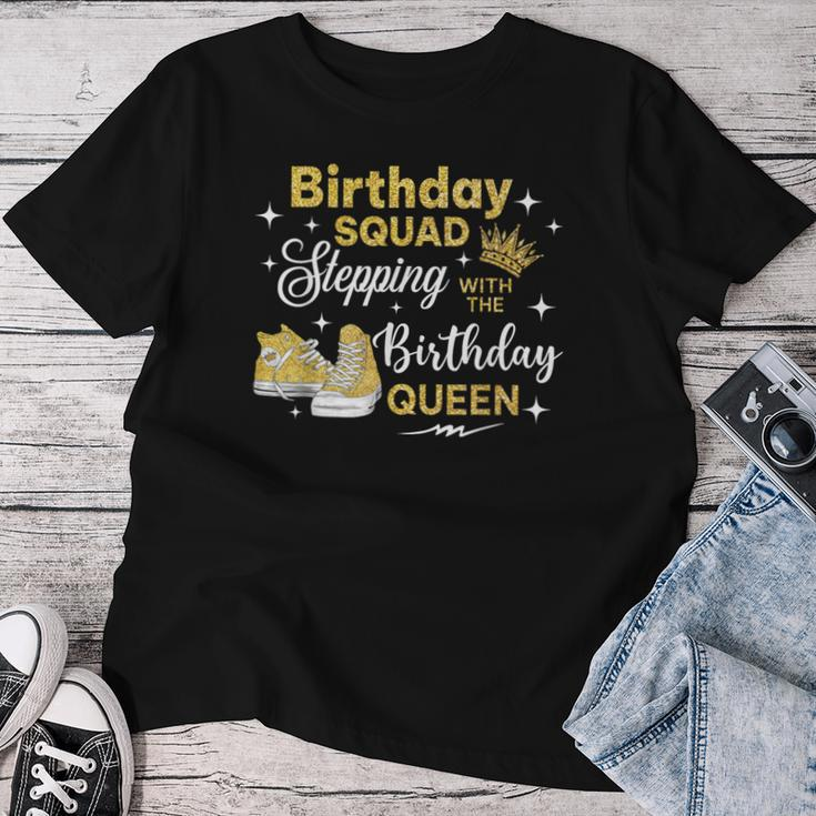 Birthday Squad Shoes Stepping With The Birthday Queen Women T-shirt Personalized Gifts
