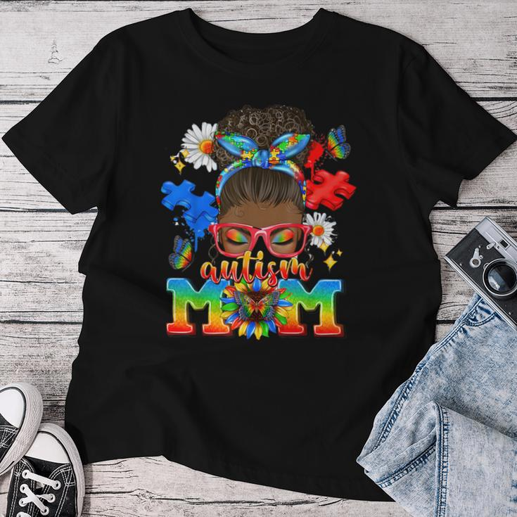 Black Afro American Autism Awareness Mom African Autism Women T-shirt Funny Gifts