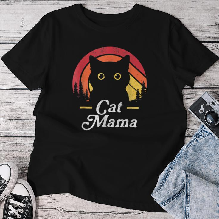 Black Cat Mom Mama Retro Wildlife Happy Mother's Day 2024 Women T-shirt Funny Gifts