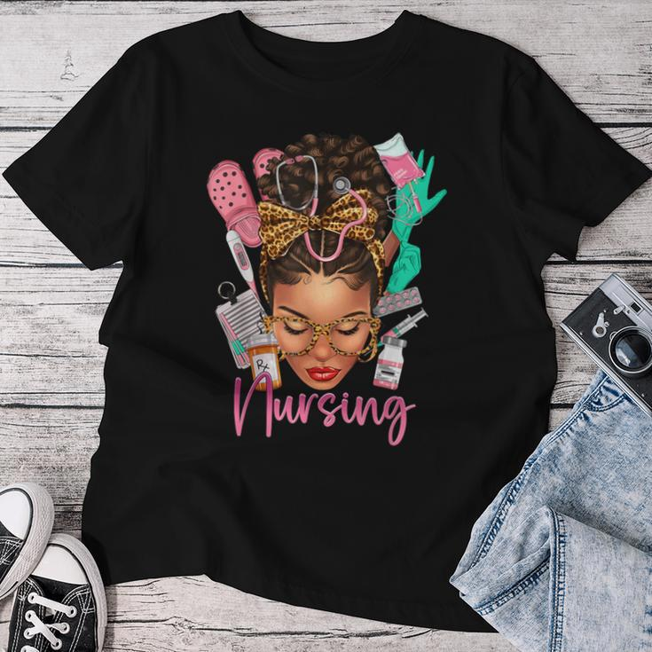 Black Melanin Nurse Black History Month Afro Hair Women T-shirt Personalized Gifts