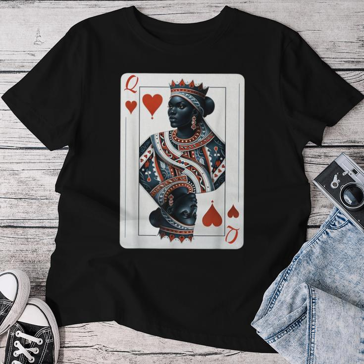 Black Queen Of Hearts Card Deck Game Proud Black Woman Women T-shirt Personalized Gifts